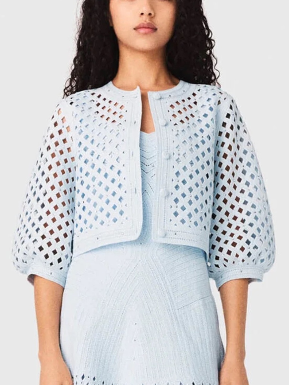 Musselyna Rhinestone crochet cardigan